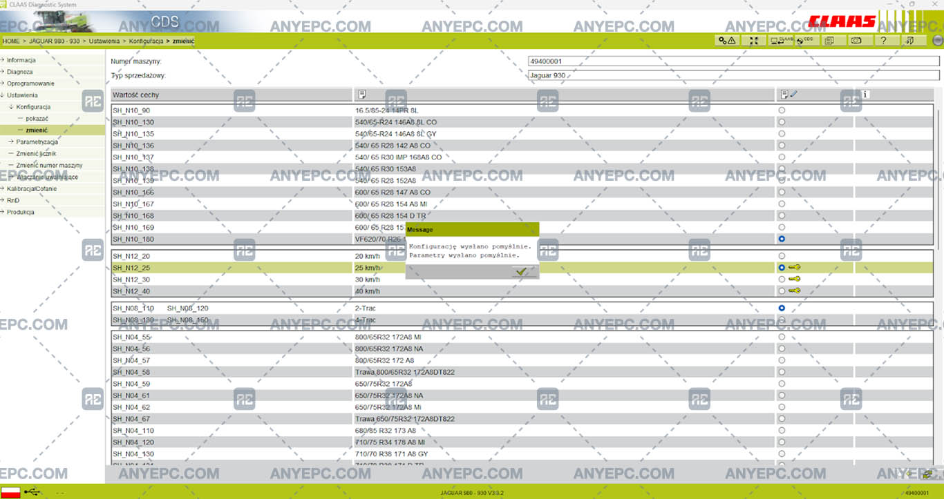 CLAAS CDS - PARAMETERS WITH KEY PROBLEM