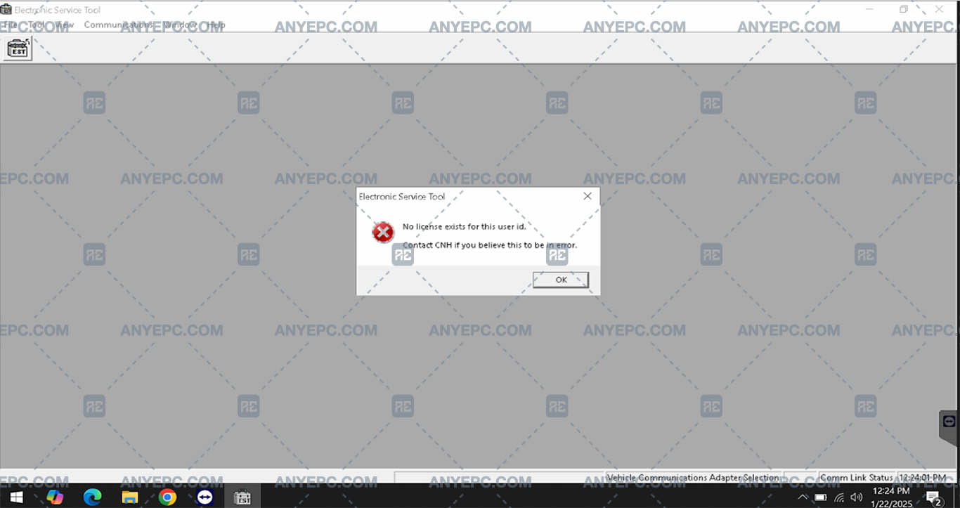 CNH EST - NOT LICENSE EXISTS FOR THIS USER ID