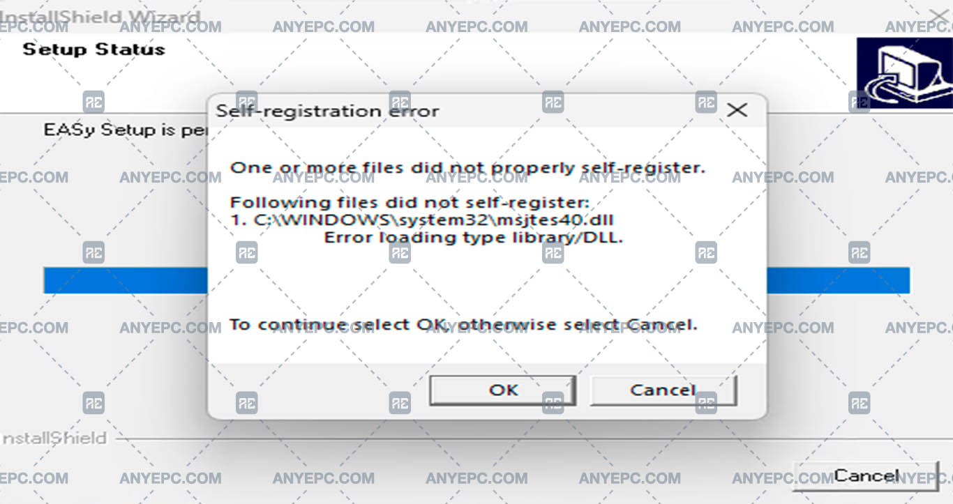 SELF-REGISTRATION ERROR IN MSJTES40.DLL