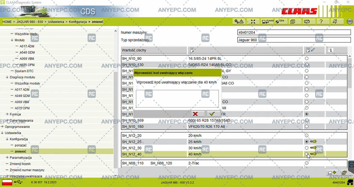 CLAAS CDS - PARAMETERS WITH KEY PROBLEM